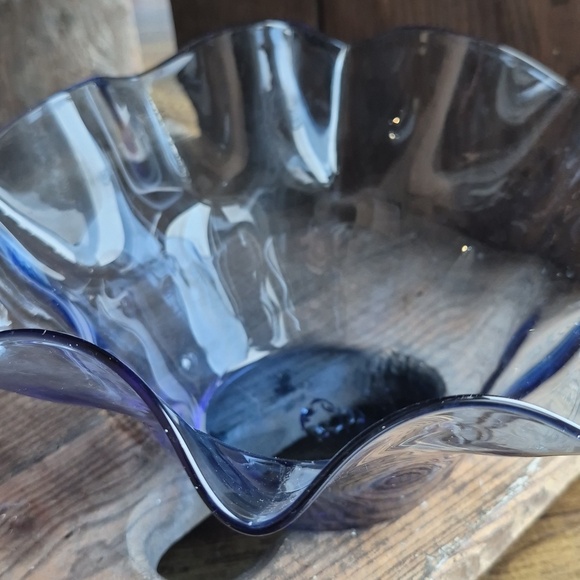 Cobalt Blue Vintage Hand Blown Glass Bowl - Picture 2 of 5